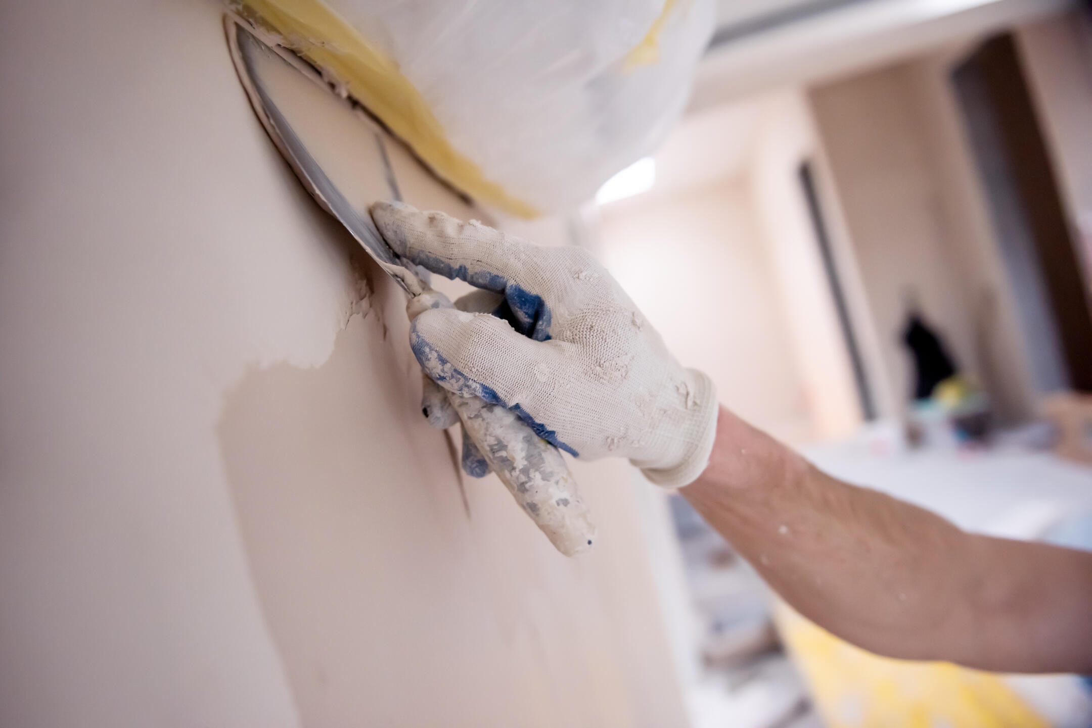 Madera drywall repair and ceiling resurfacing work in progress